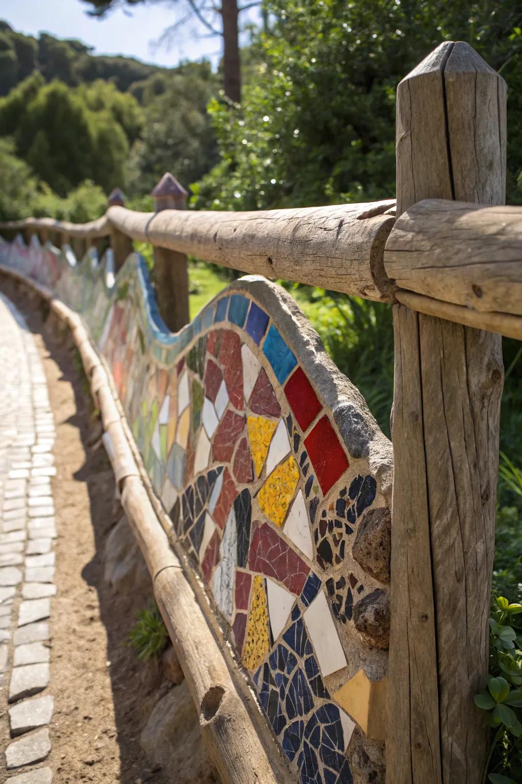 Transform your fence into a masterpiece with vibrant ceramic tile mosaics!