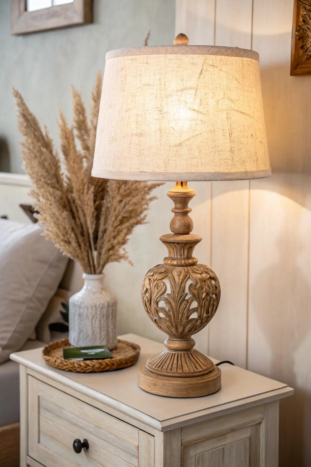 Illuminate your space with the natural charm of a rustic table lamp, perfect for cozy evenings.