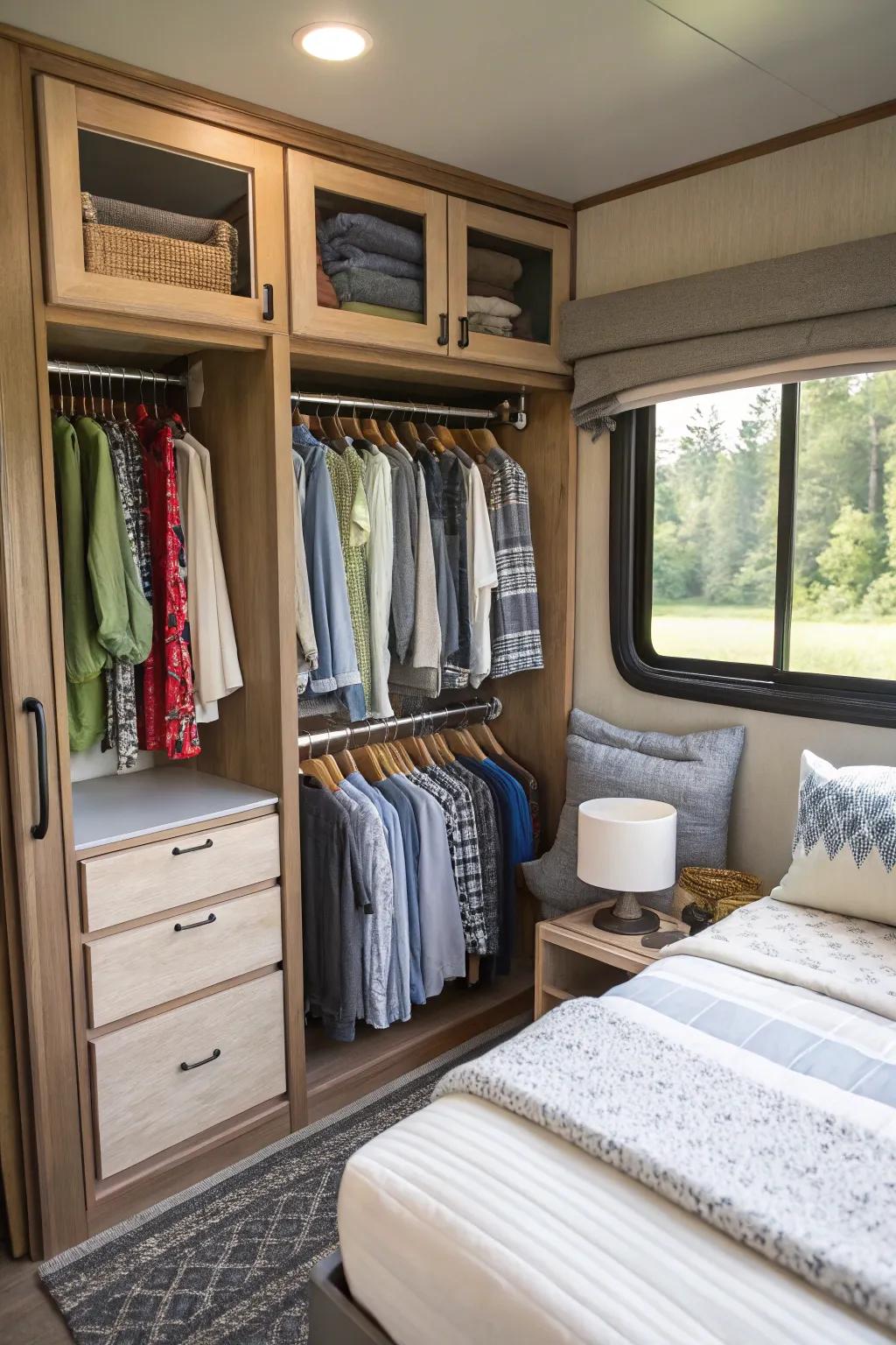 A capsule wardrobe simplifies choices and reduces clutter.