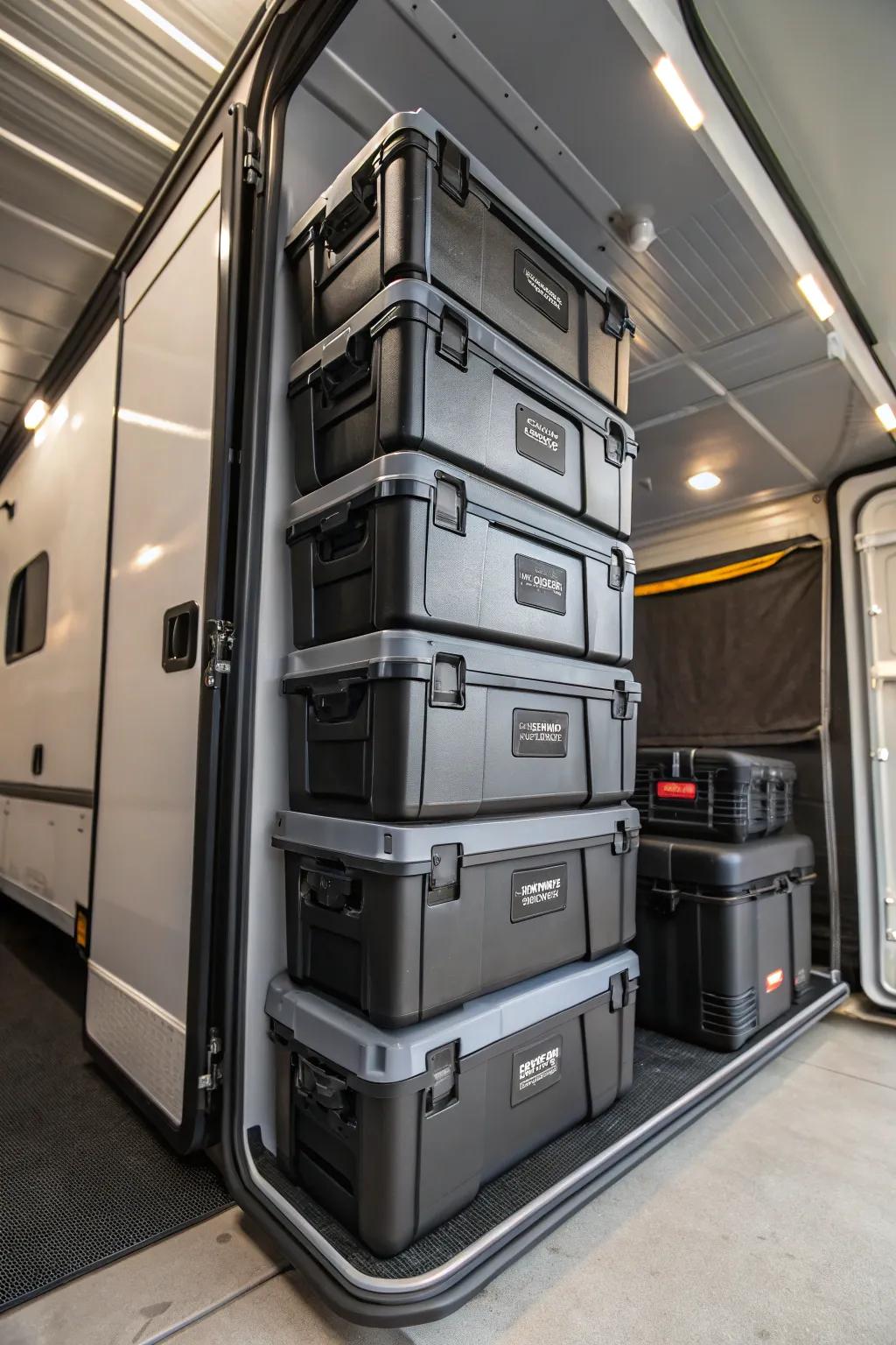 Maximize your RV storage space with stylish stackable solutions.