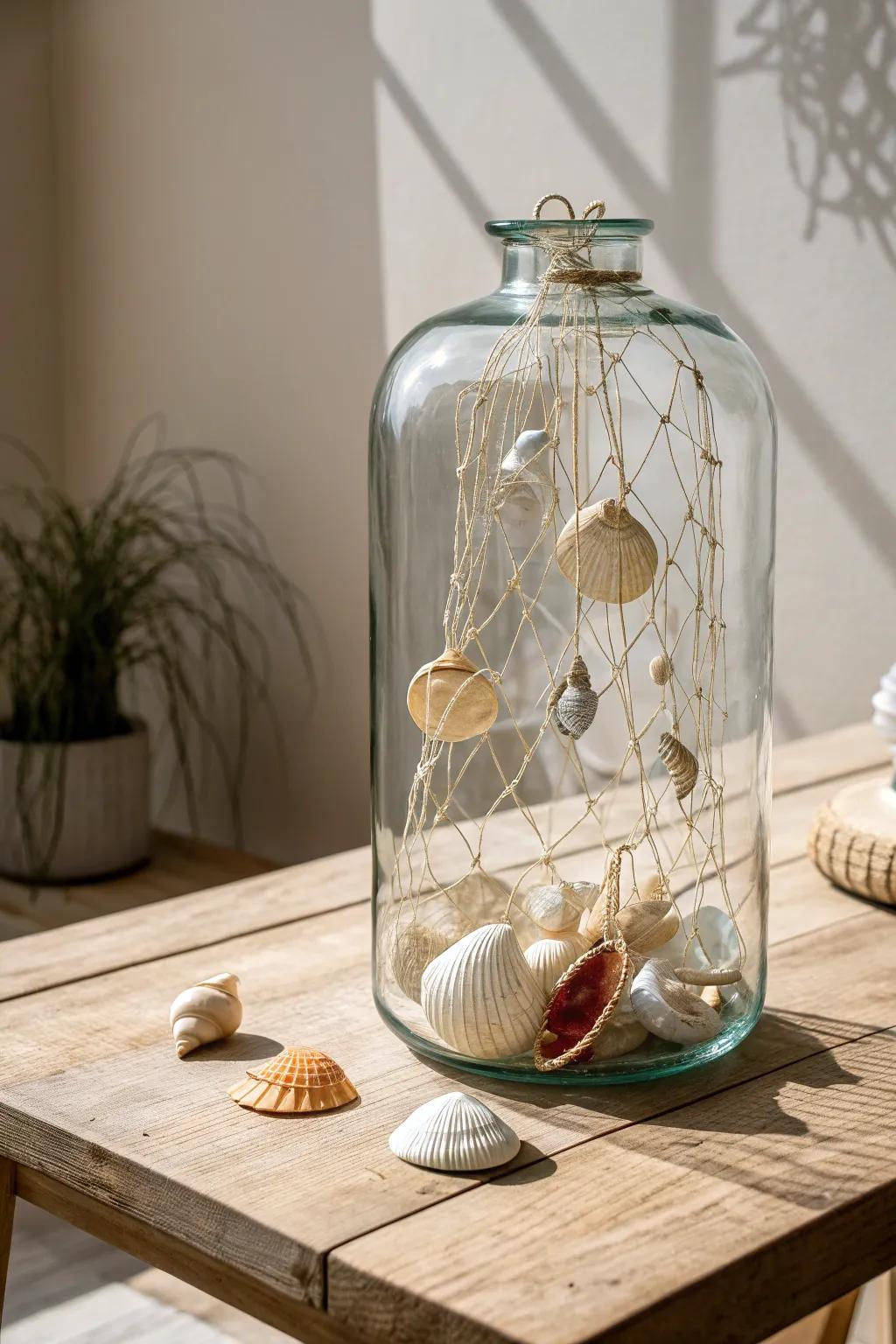 Whimsical elegance: Floating seashells for a serene decor touch.