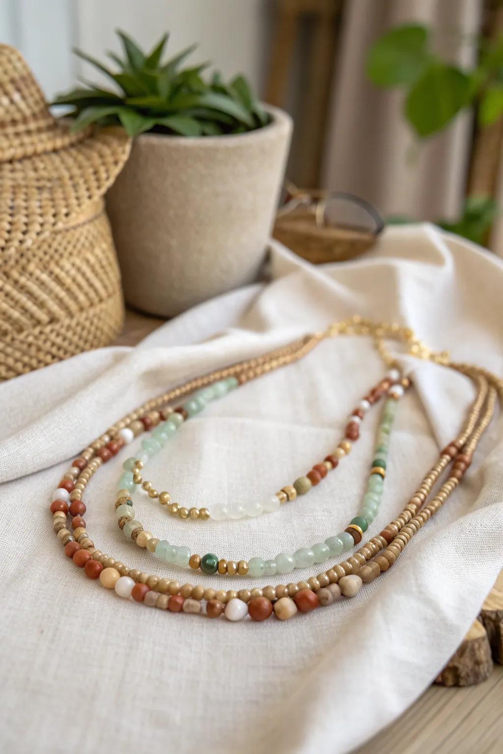 Embrace your individuality with a stunning asymmetrical seed bead necklace. Perfect for adding a touch of artistry to any outfit.