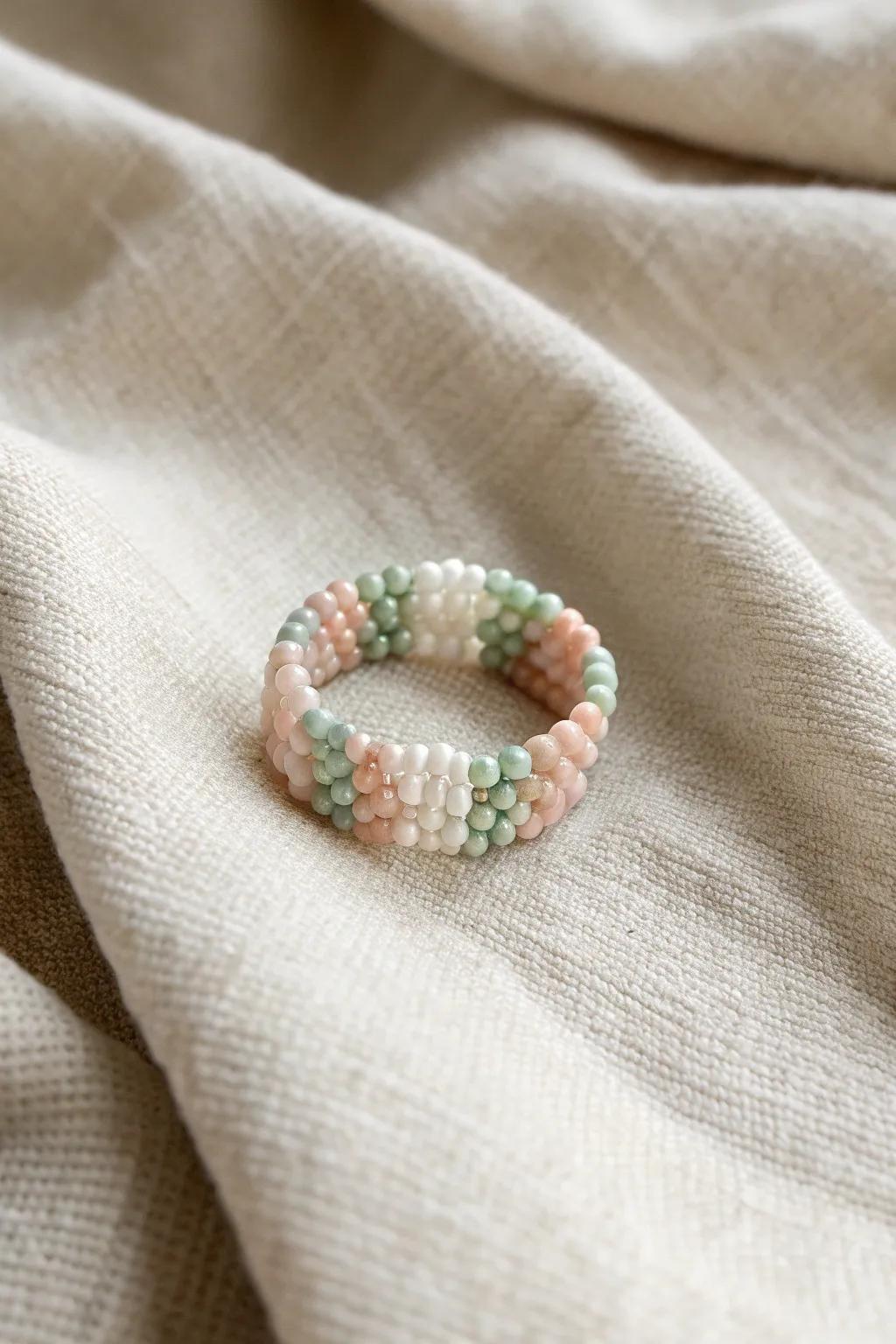 Express your creativity with this abstract art bead ring – a tiny canvas of elegance and simplicity.