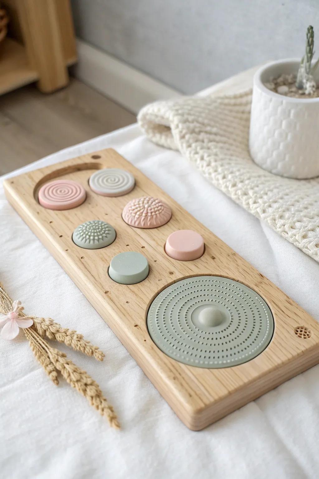 Explore the soothing world of sound with our minimalist sensory board, crafted for a subtle auditory experience. 🎶✨ #ScandinavianDesign #BohoAesthetic