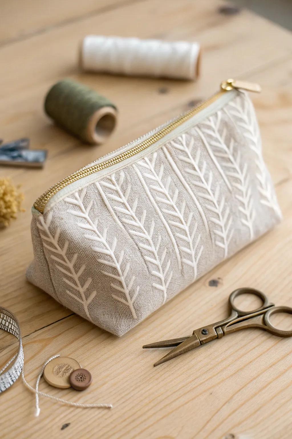 Embrace simplicity with this handcrafted zippered pouch—perfect for organizing your essentials with style.