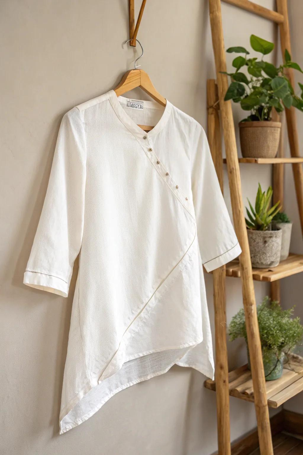 Elevate your wardrobe with an asymmetrical twist: simplicity meets artistry.