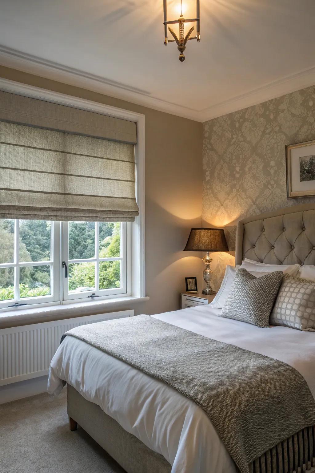 Roman shades offer elegance and functionality to small windows.
