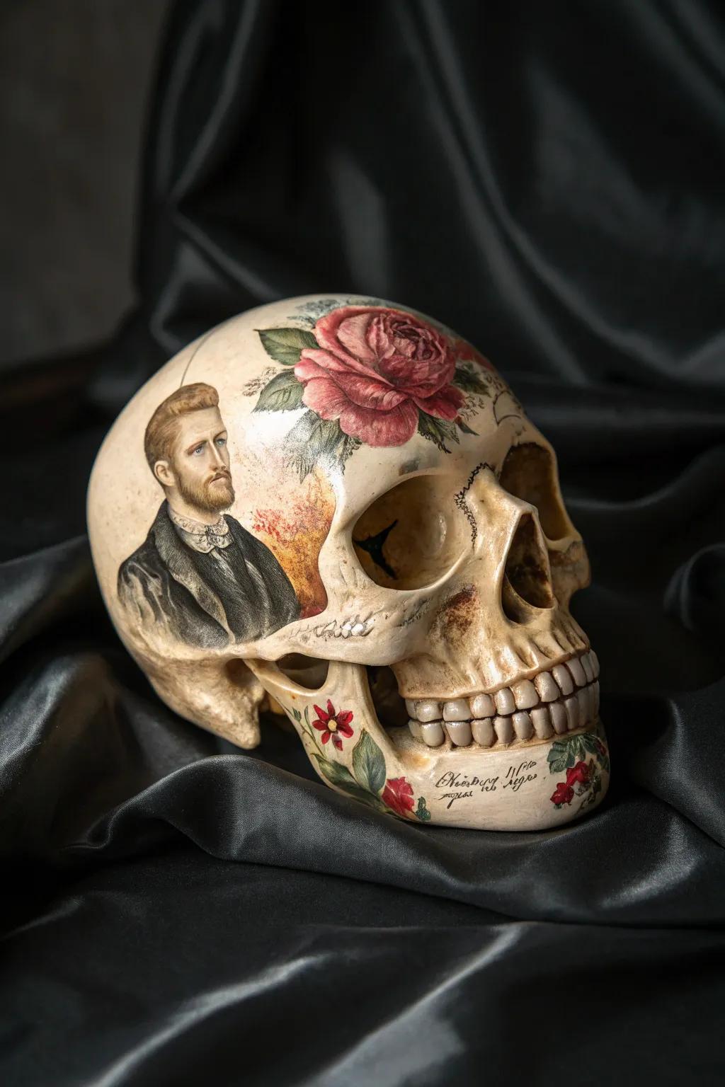 Capture memories with a personalized portrait skull, a timeless tribute and striking decor piece.