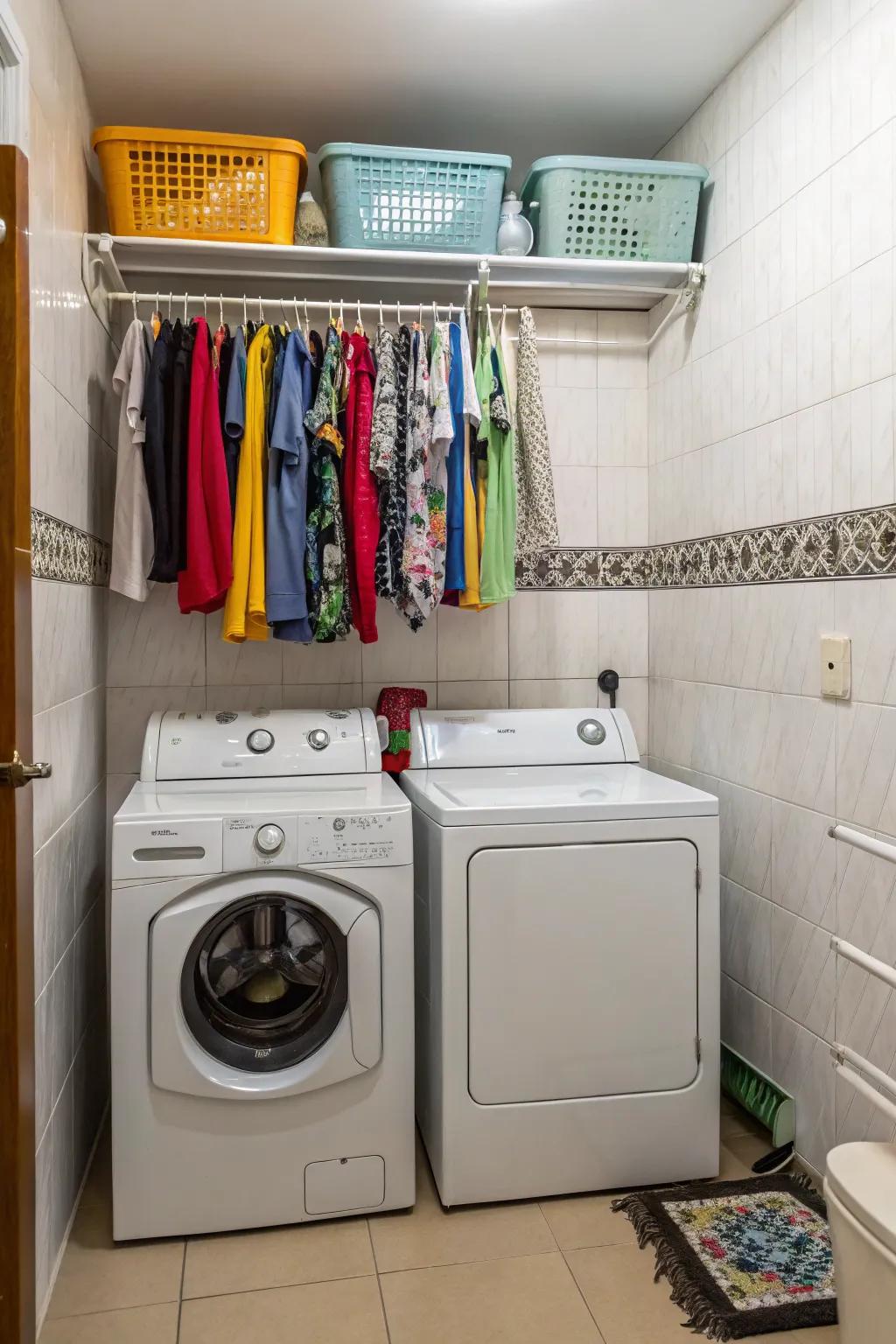 A drying rack saves space and adds functionality.