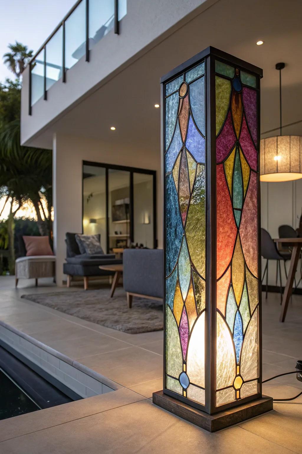 Iridescent stained glass reflecting dynamic love.