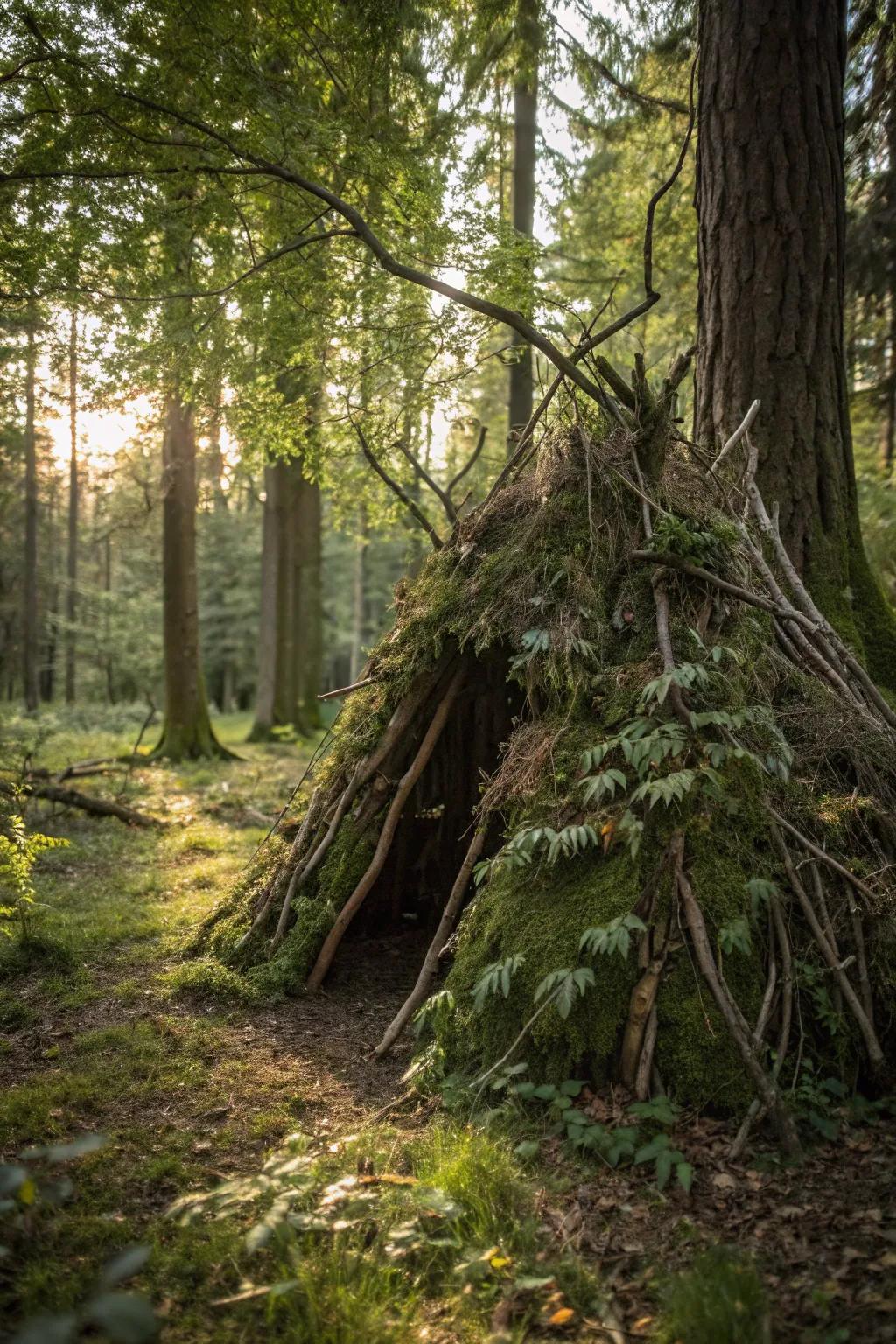 Master the art of survival with a handcrafted debris hut—nature's perfect shelter.