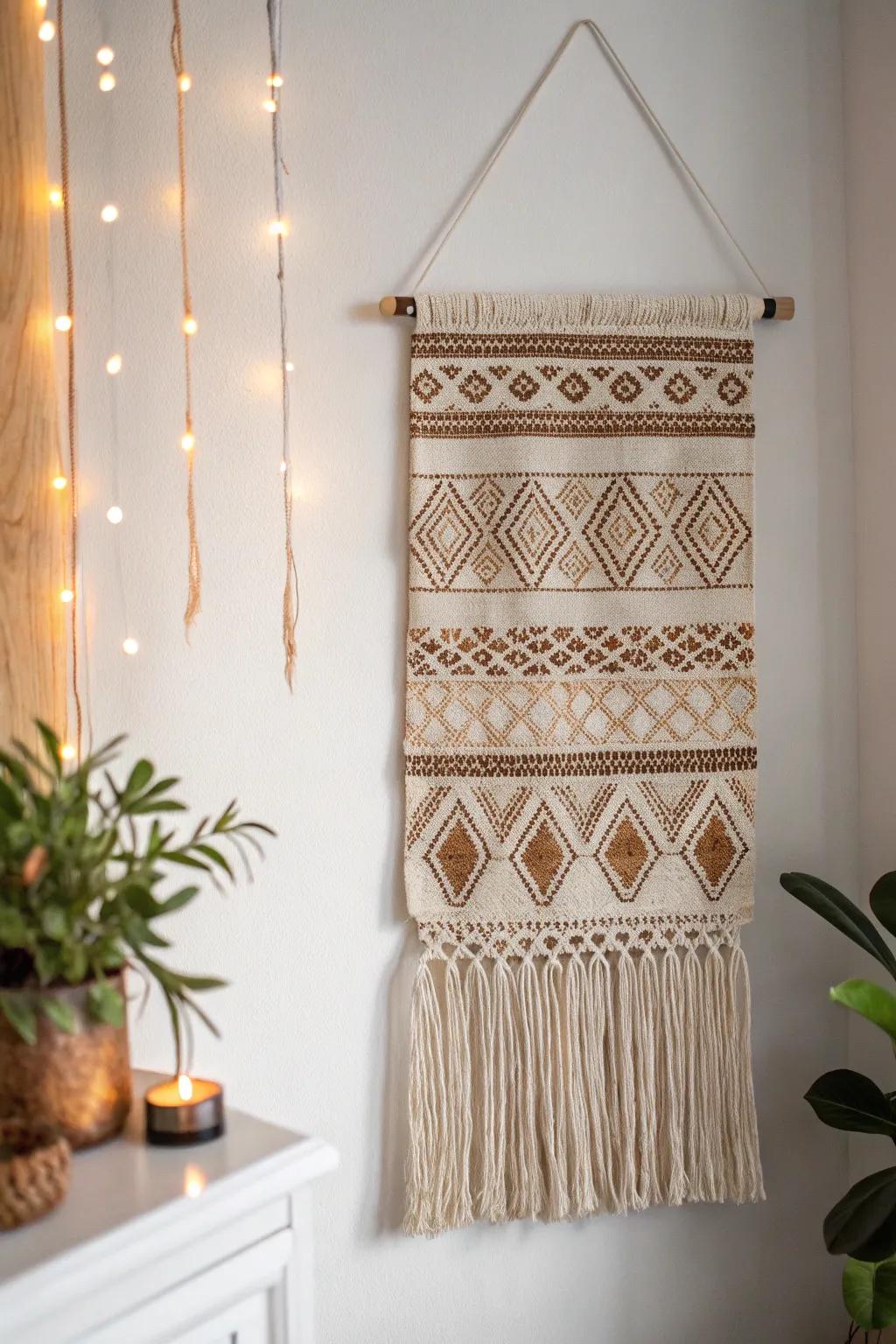 Transform vintage charm into modern wall art with a simple table runner flip.