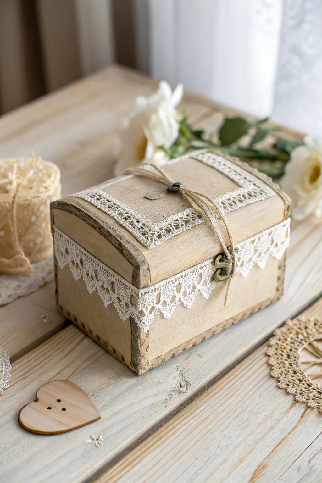 Store your treasures in style with this vintage-inspired box, where craftsmanship meets timeless elegance.