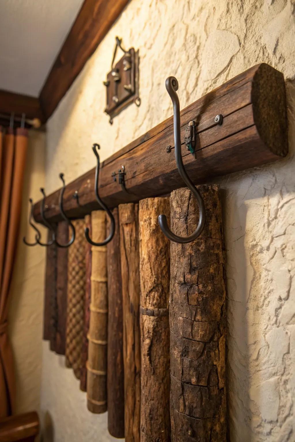 Elevate your entryway with a handcrafted tobacco stick coat rack - where rustic charm meets functionality.