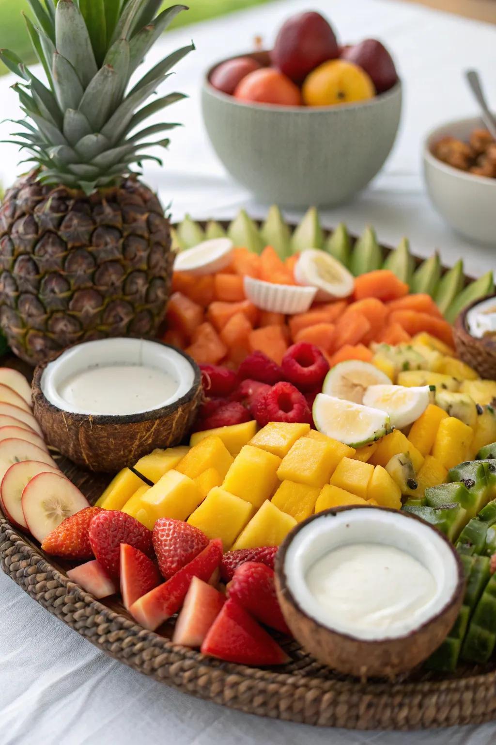 Coconut shell bowls add authenticity and charm to your tropical setup.