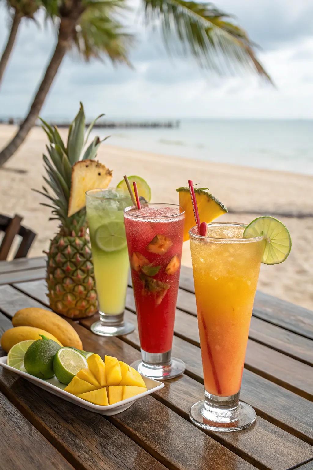 Refreshing tropical mocktails ready to be enjoyed.