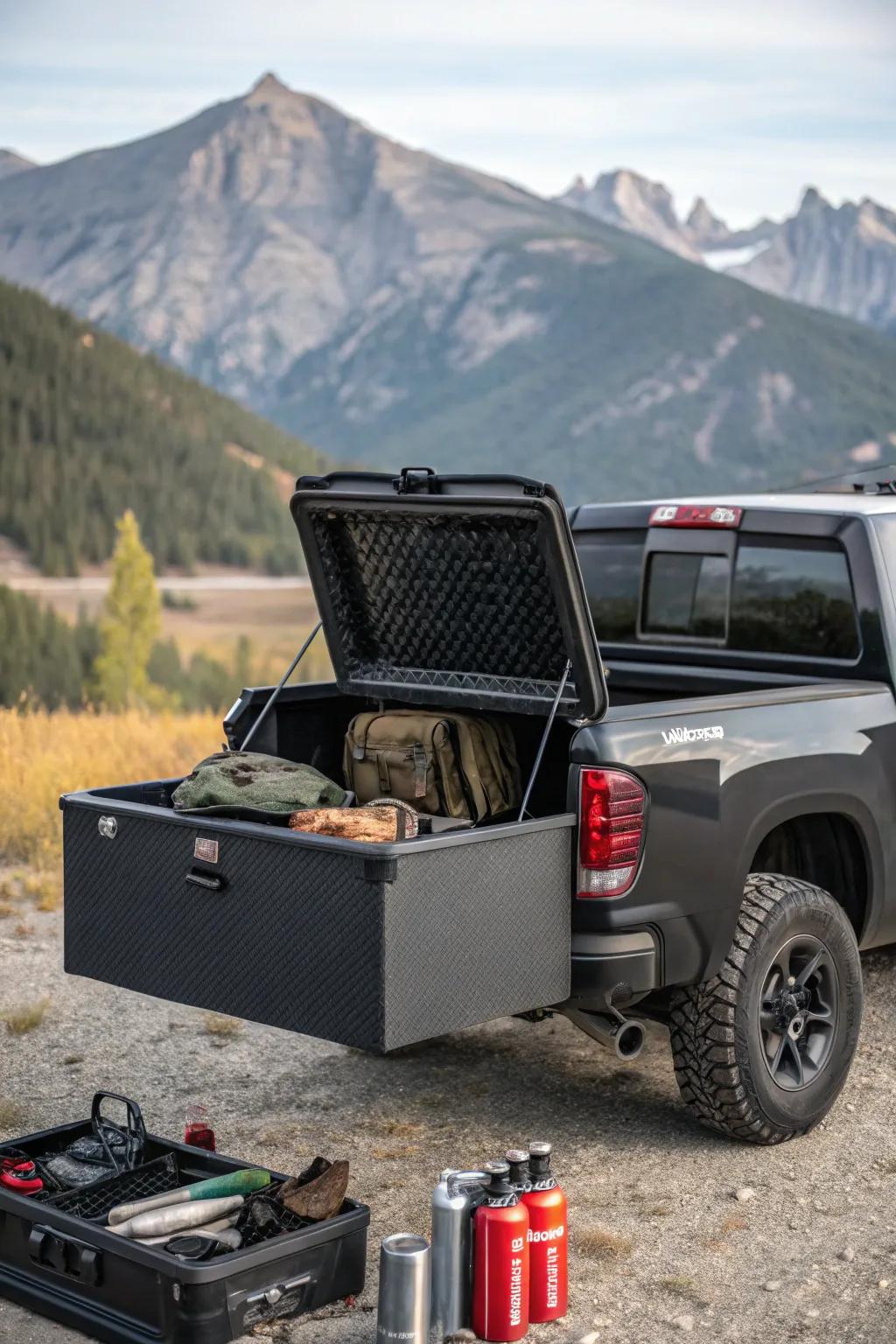 Maximize your truck's potential with stylish hitch-mounted storage for all your adventure essentials.