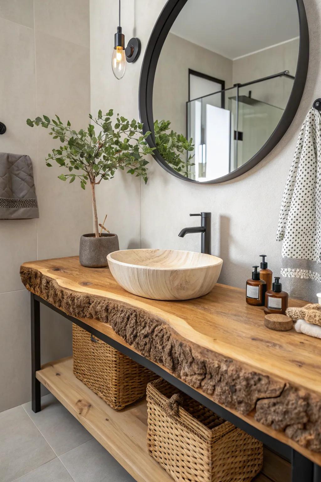 Discover the art of nature with a live edge wood countertop, where every curve tells a unique story.