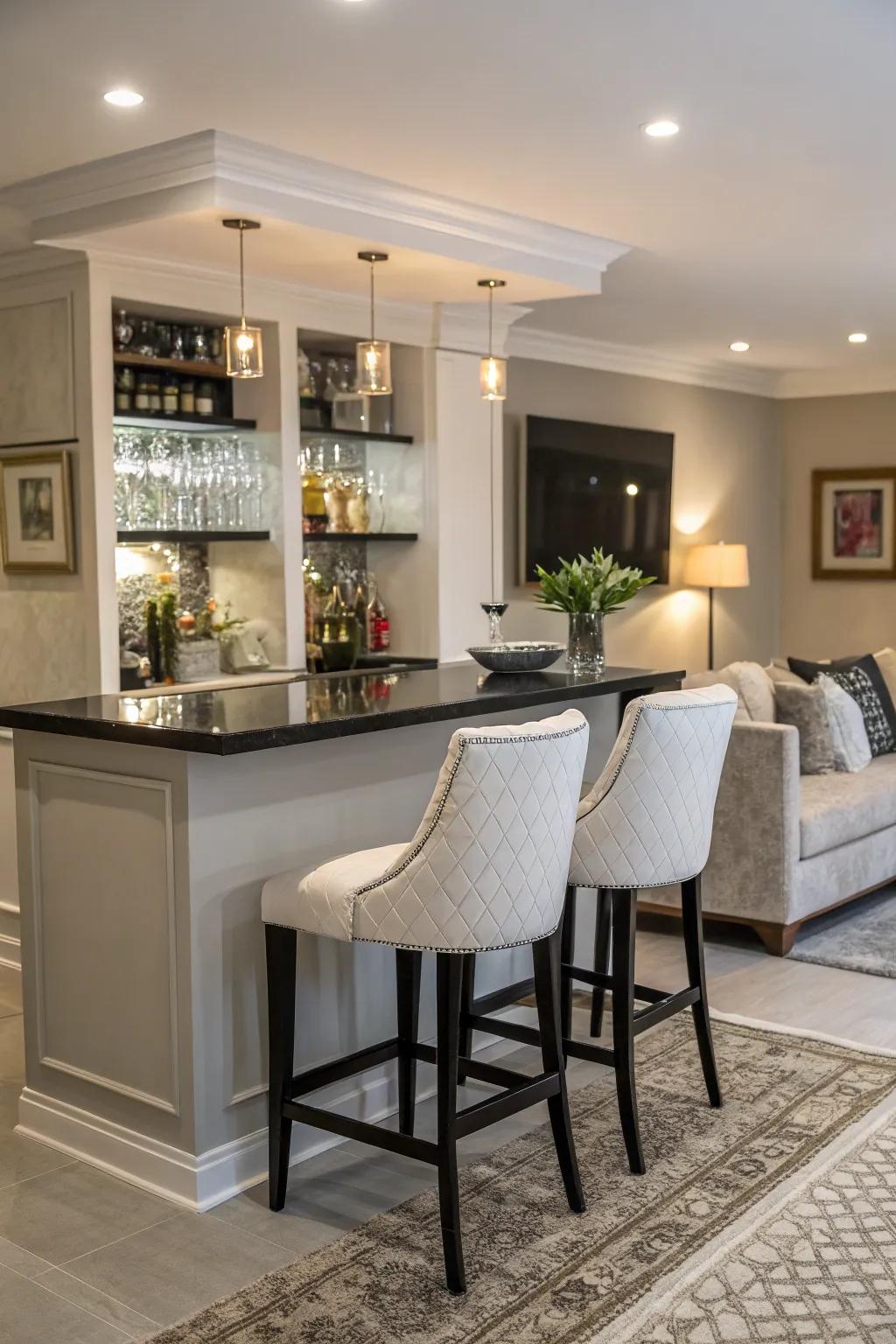Create a mini bar for a touch of luxury and convenience.