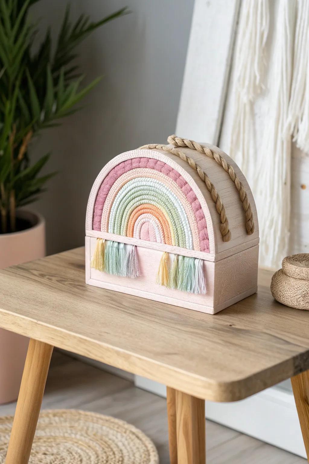 Add a splash of color to the classroom with this charming rainbow valentine box!