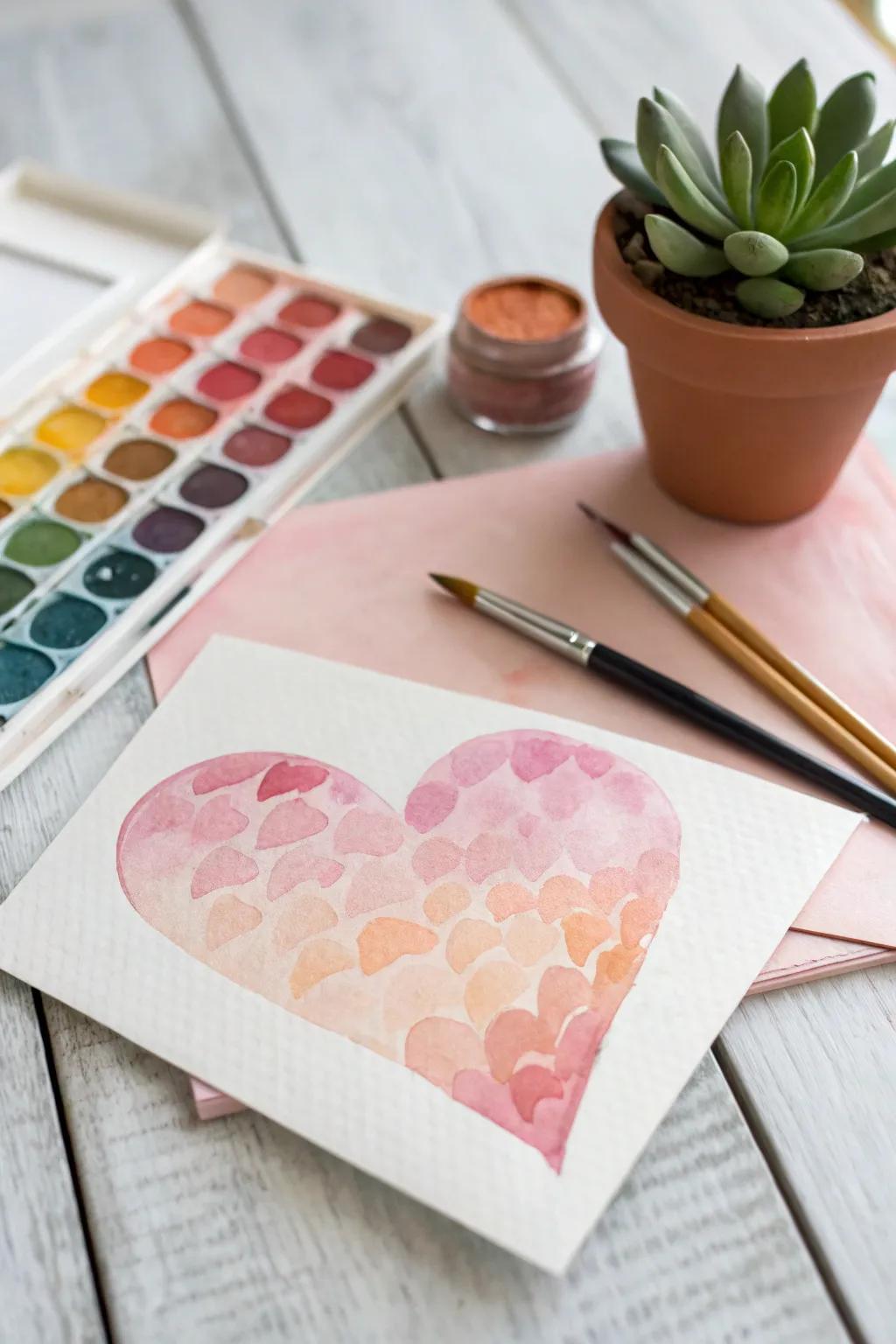 Craft your own love stories with these unique watercolor heart cards, perfect for a personal touch this Valentine's Day.