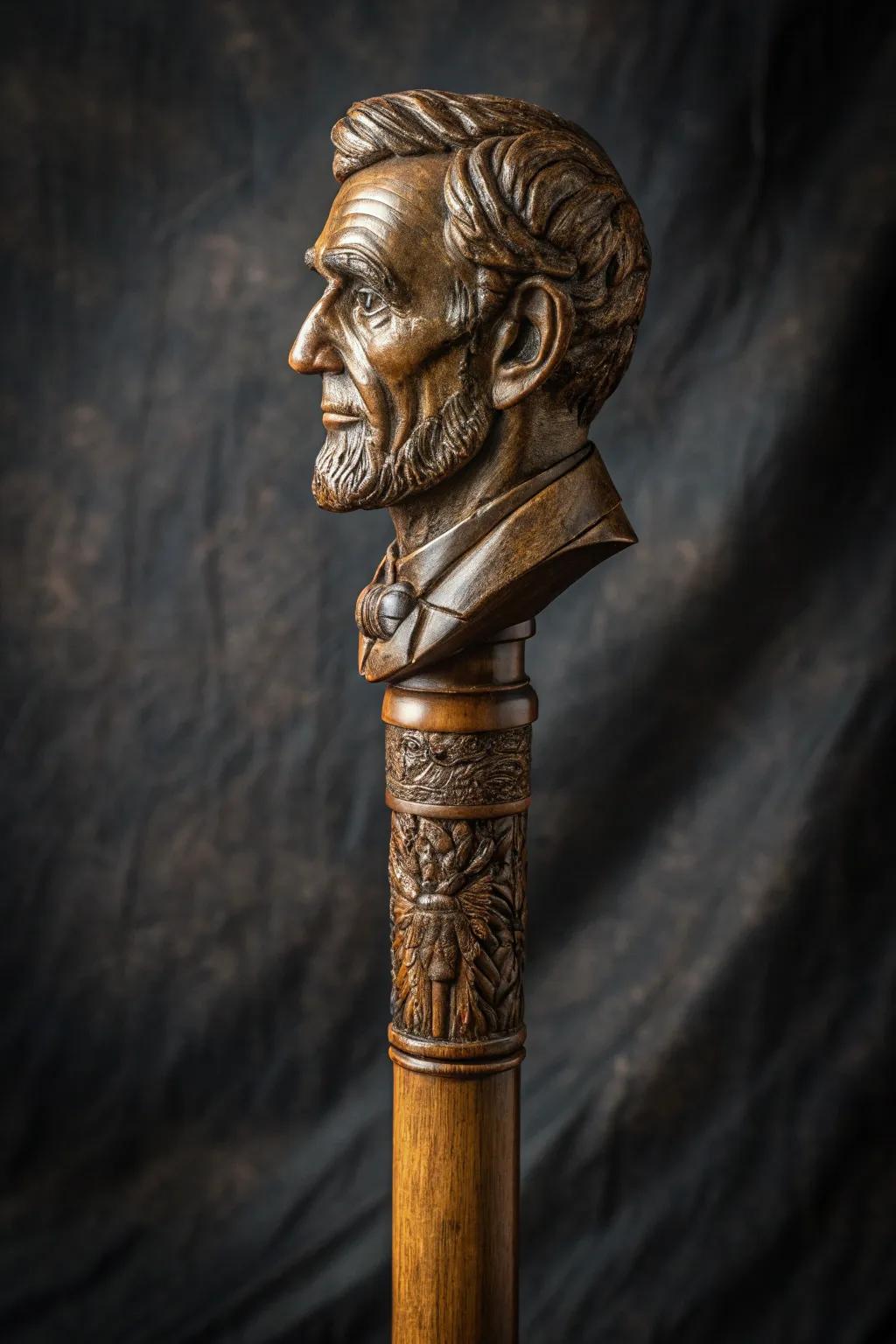 Pay tribute to greatness with a walking stick carved in the likeness of a historical icon. A timeless blend of art and inspiration.