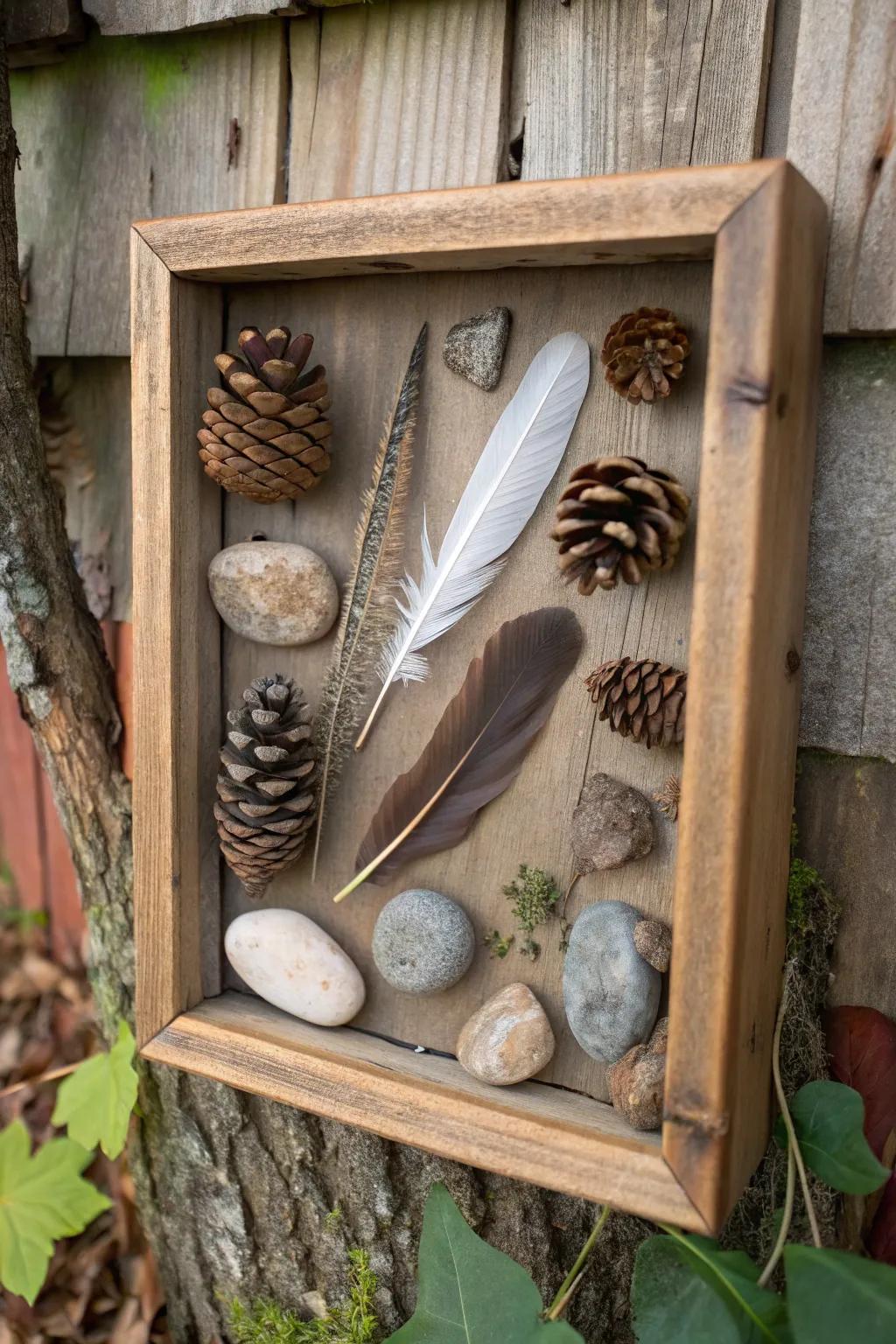 Connect with nature through a shadow box display.