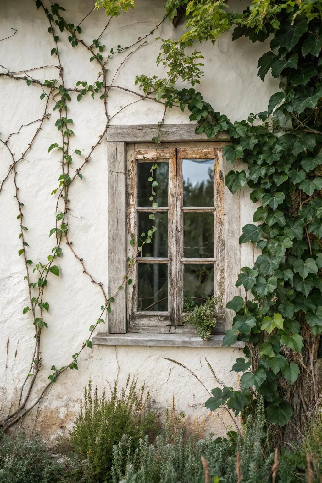 Transform your garden with a vintage window frame trellis – where timeless charm meets natural beauty.