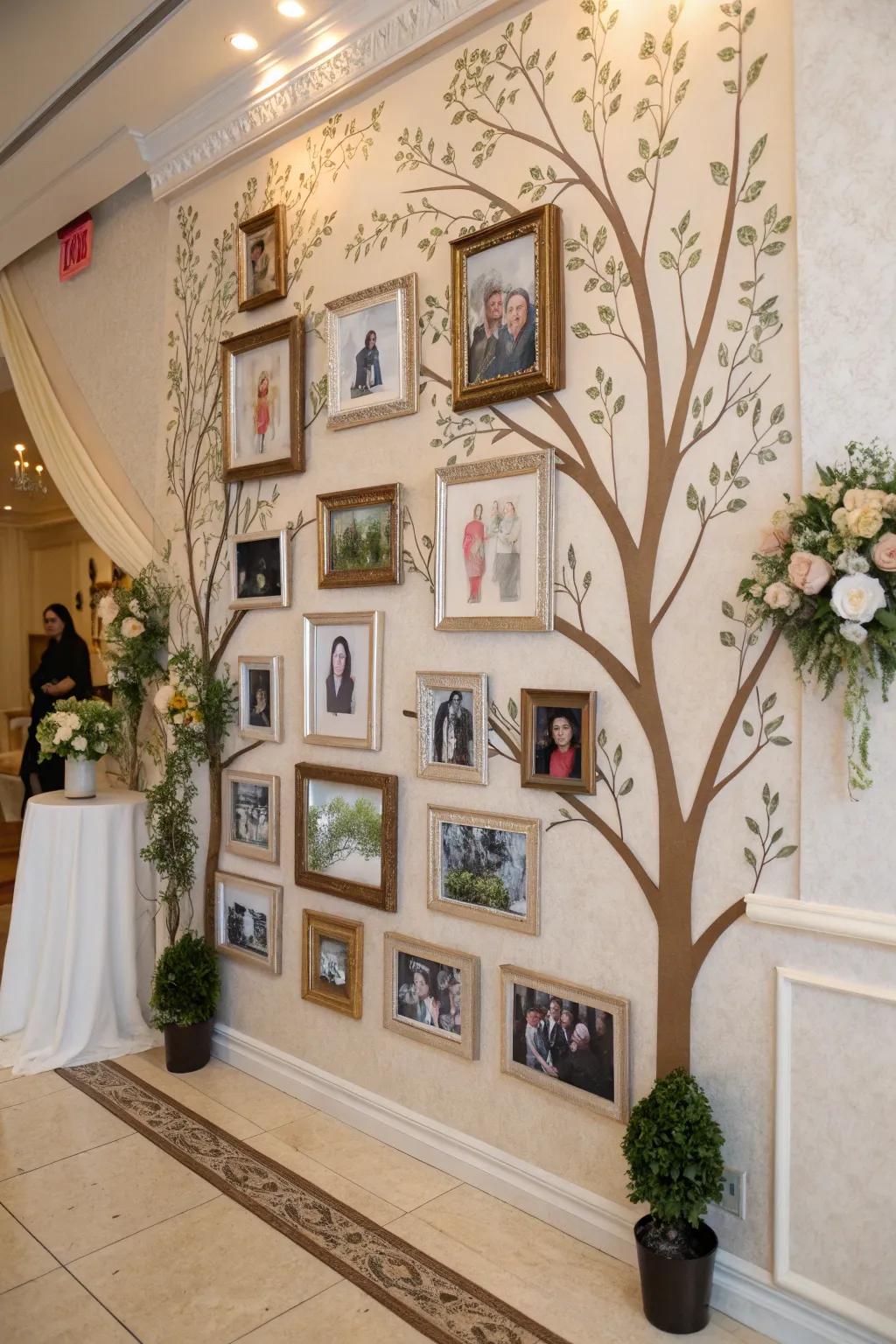 Connect past and present with a family tree photo display.