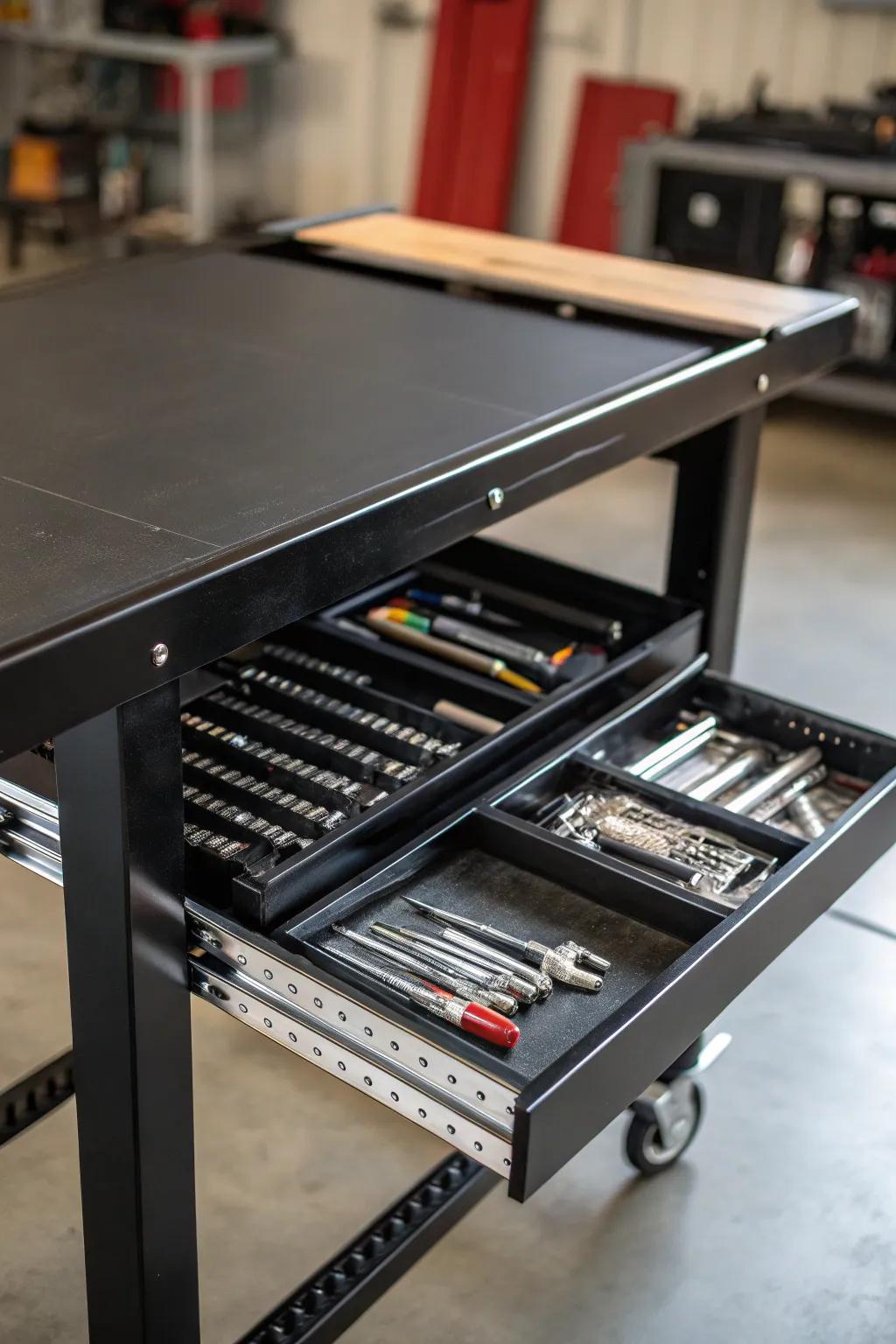 Elevate your welding workspace with a stylish and practical sliding tool tray.