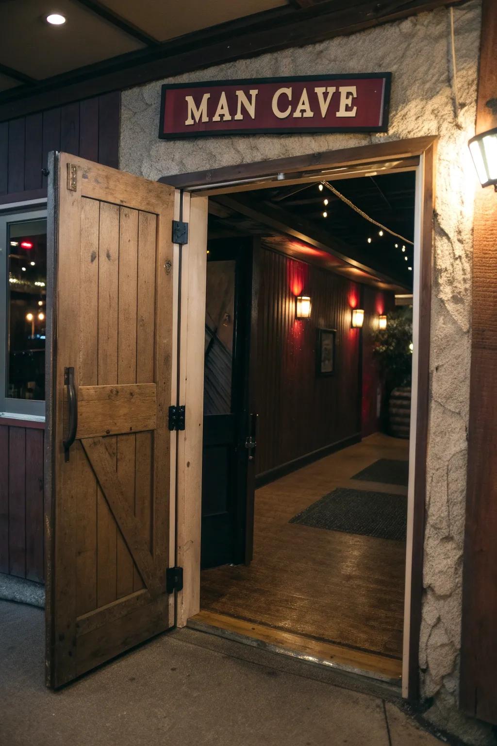 Saloon-style doors add a thematic entrance.