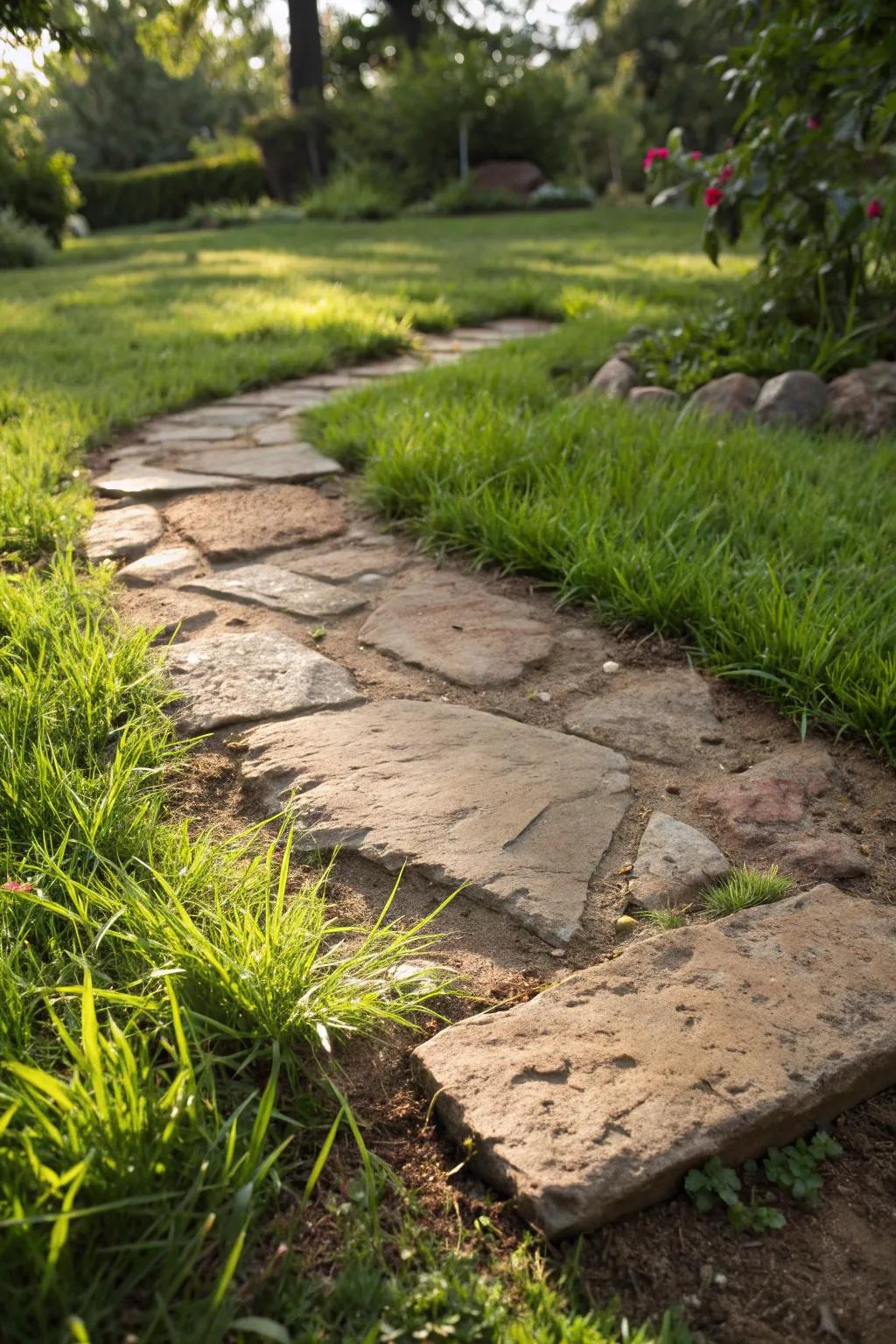 Transform low spots in your yard with style and functionality using leftover pavers.
