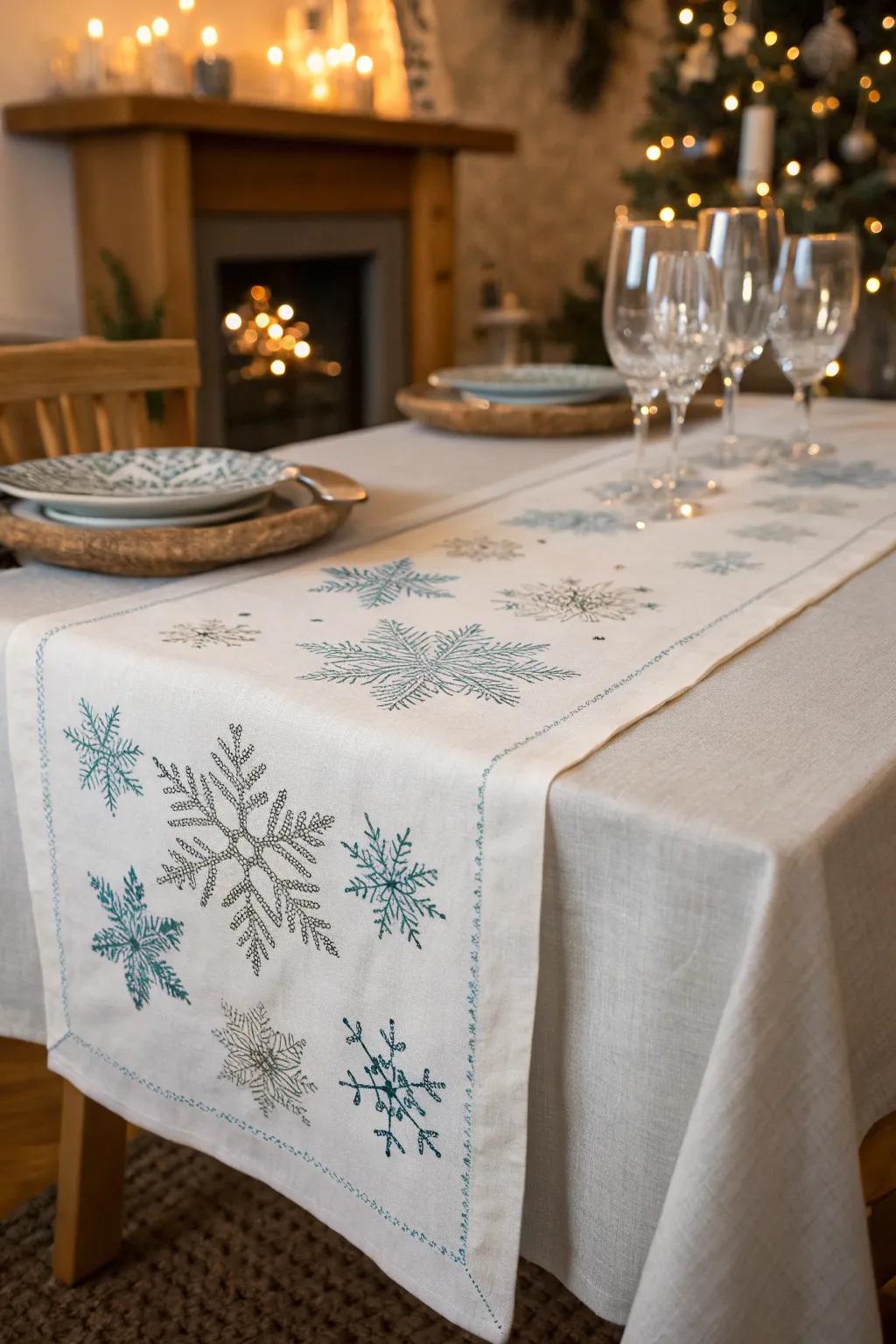 Tie your decor together with wintery table runners.