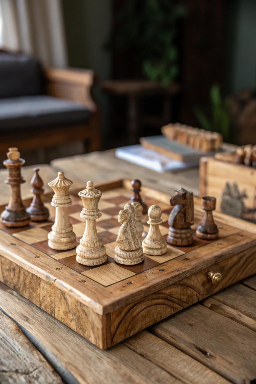 Elevate your game nights with a handcrafted wooden chess set, a masterpiece of nostalgia and artistry.