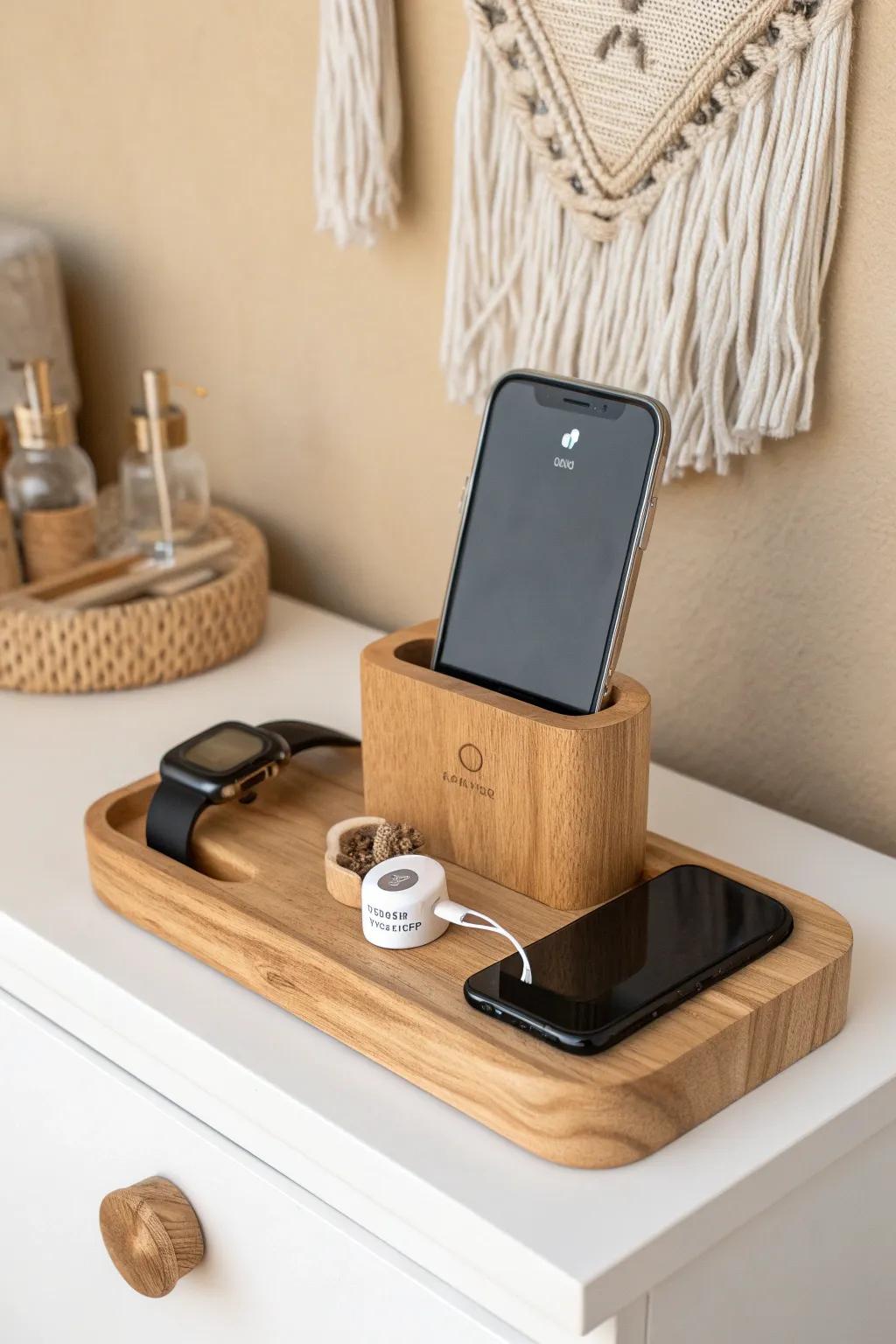 Elevate your nightstand with a touch of Scandinavian elegance. 🌿✨ #WoodenDockingStation