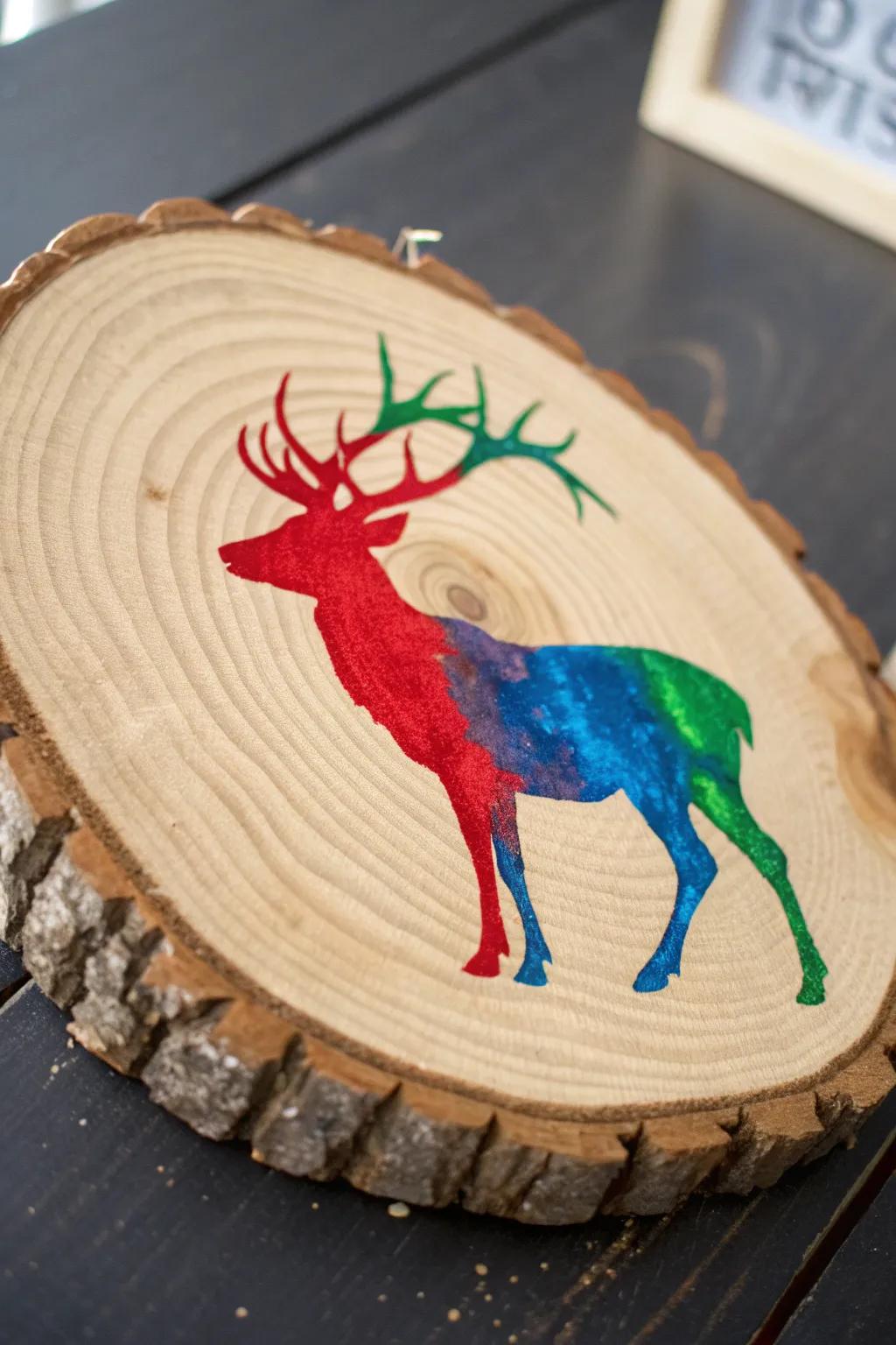 Add a splash of color to your holidays with vibrant reindeer silhouettes on wood.