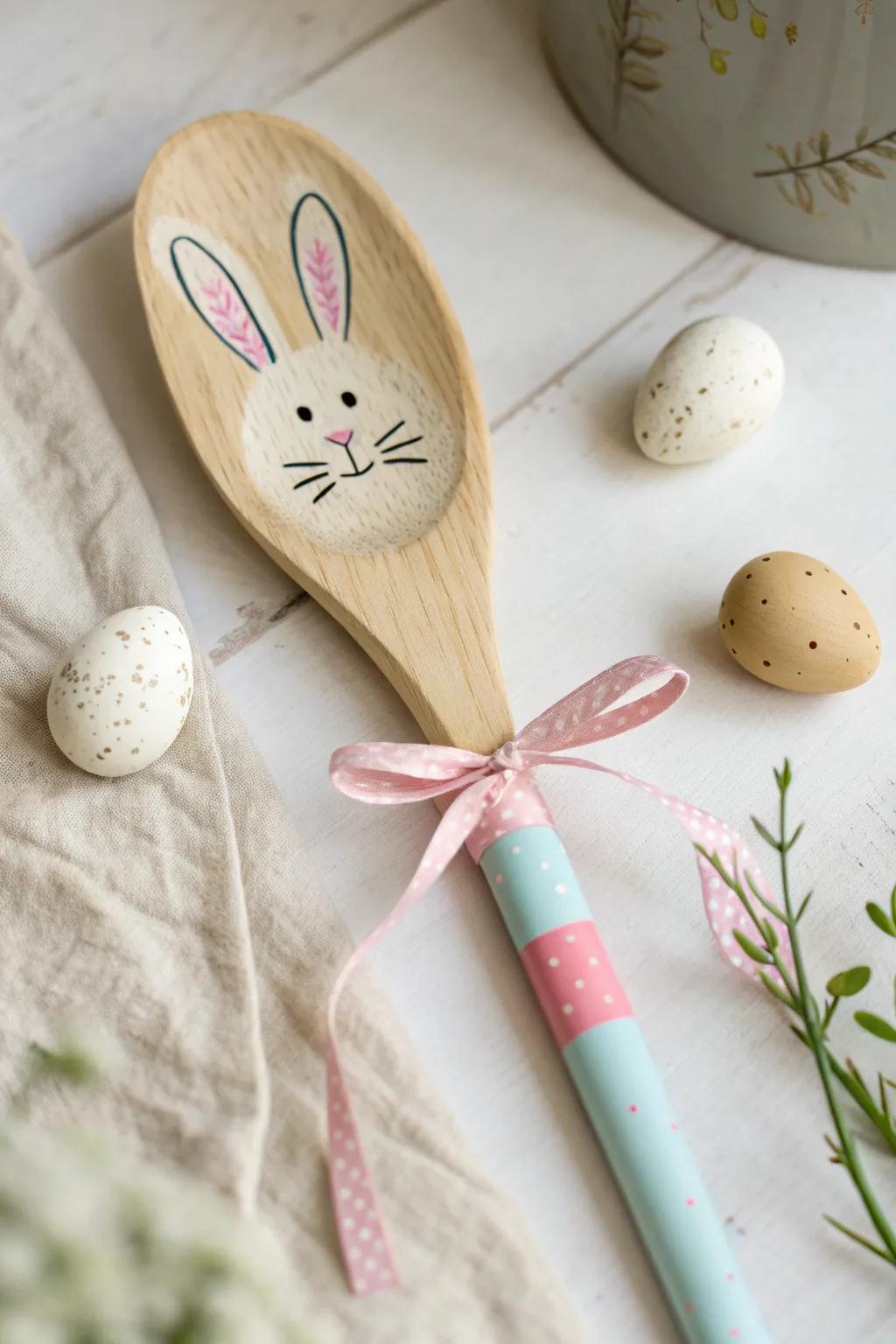 Hop into Easter with this charming wooden spoon bunny, a perfect blend of minimalist elegance and boho whimsy!