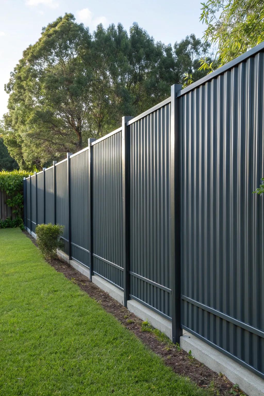 Sleek and Strong: Elevate your yard with the modern allure of a corrugated metal fence.