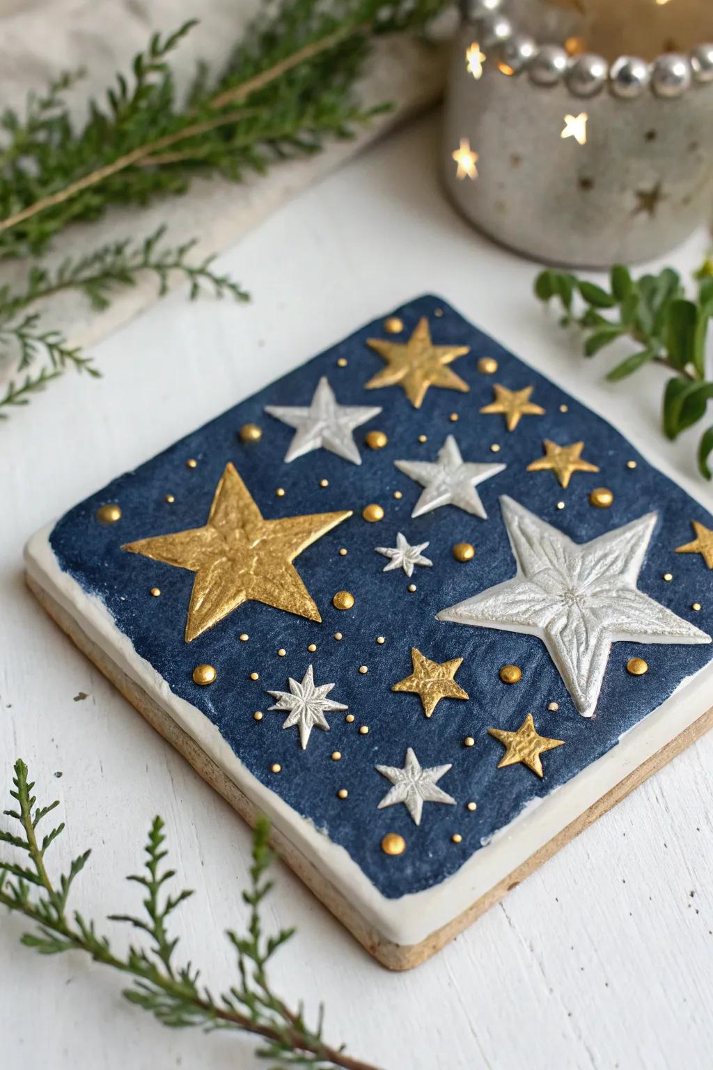 Craft your own dreamy starry night with this enchanting air dry clay project!