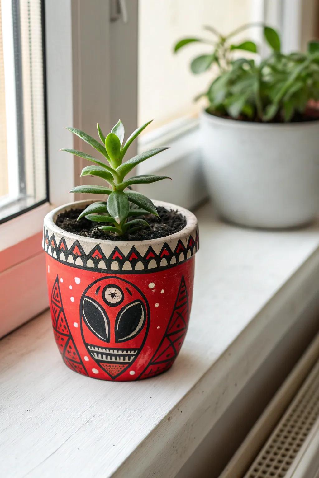 Add a touch of whimsy to your home with this charming alien plant holder, perfect for bringing life to your minimalist space.
