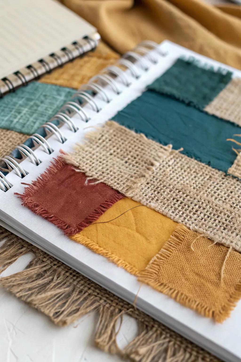 Discover the beauty of texture in your art journal with vibrant fabric scraps. #CraftWithTexture #ArtJournalInspiration