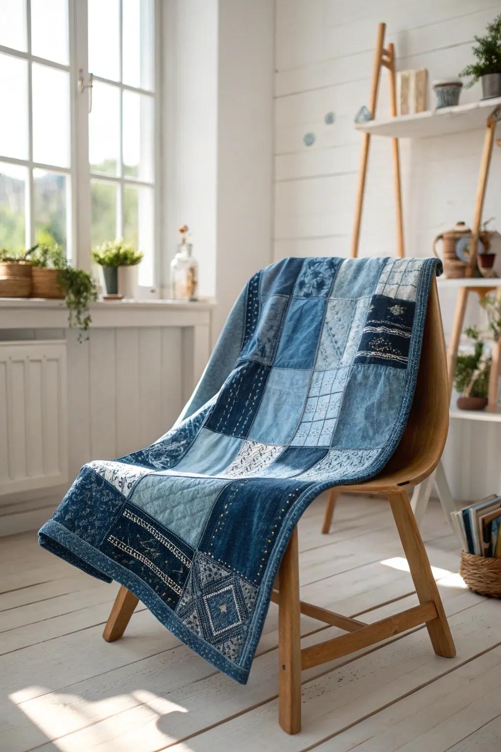 Transform old jeans into a stunning upcycled masterpiece, merging sustainability with Scandinavian elegance.