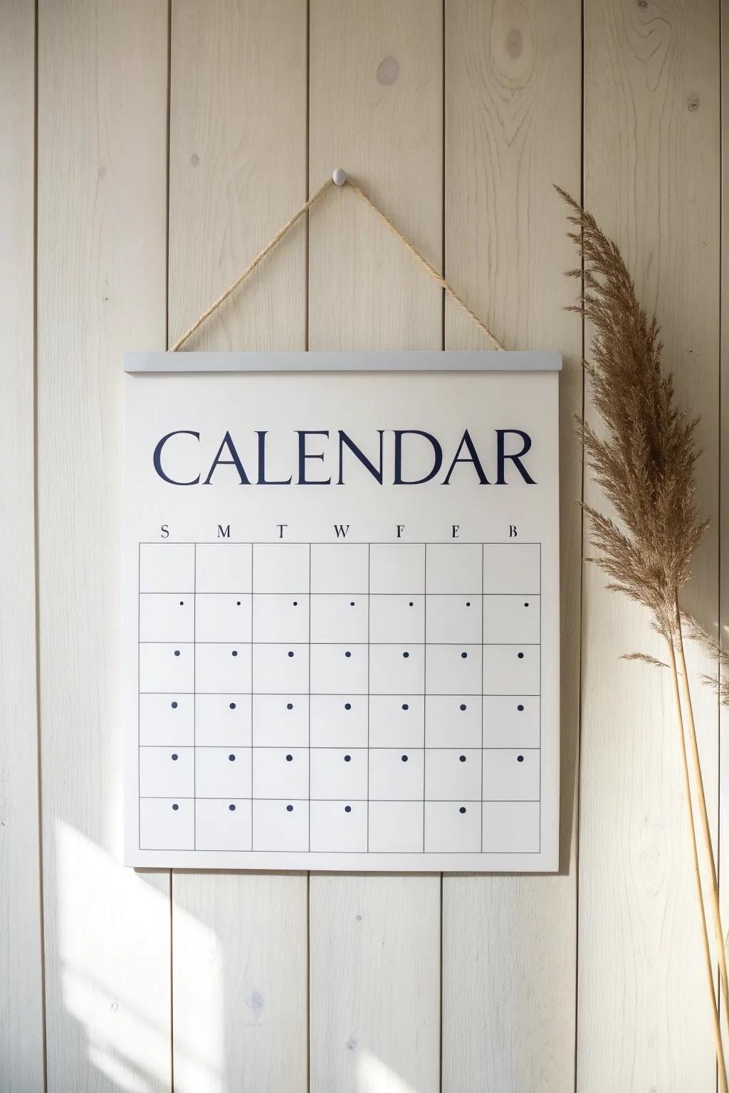 Embrace Minimalist Magic: Organize your month with a touch of elegance and simplicity.