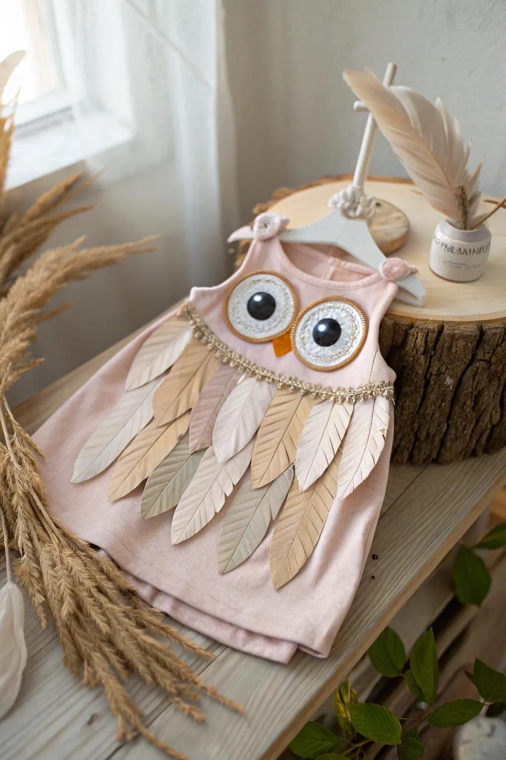 Embrace the whimsy with this enchanting little owl costume, perfect for your baby girl's autumn adventures.