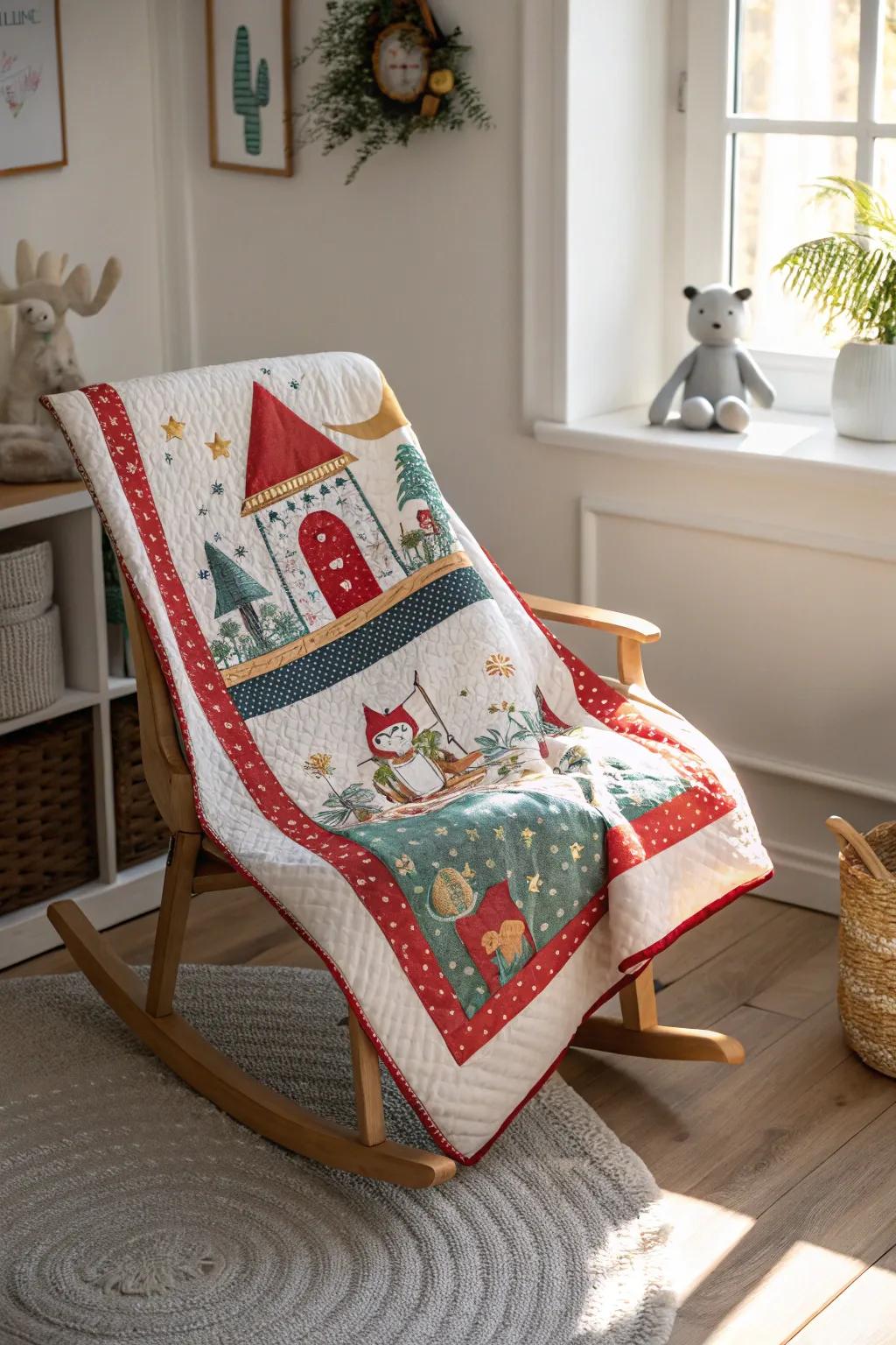 Weave a magical bedtime story into your nursery with this stunning story quilt, where craftsmanship meets imagination.