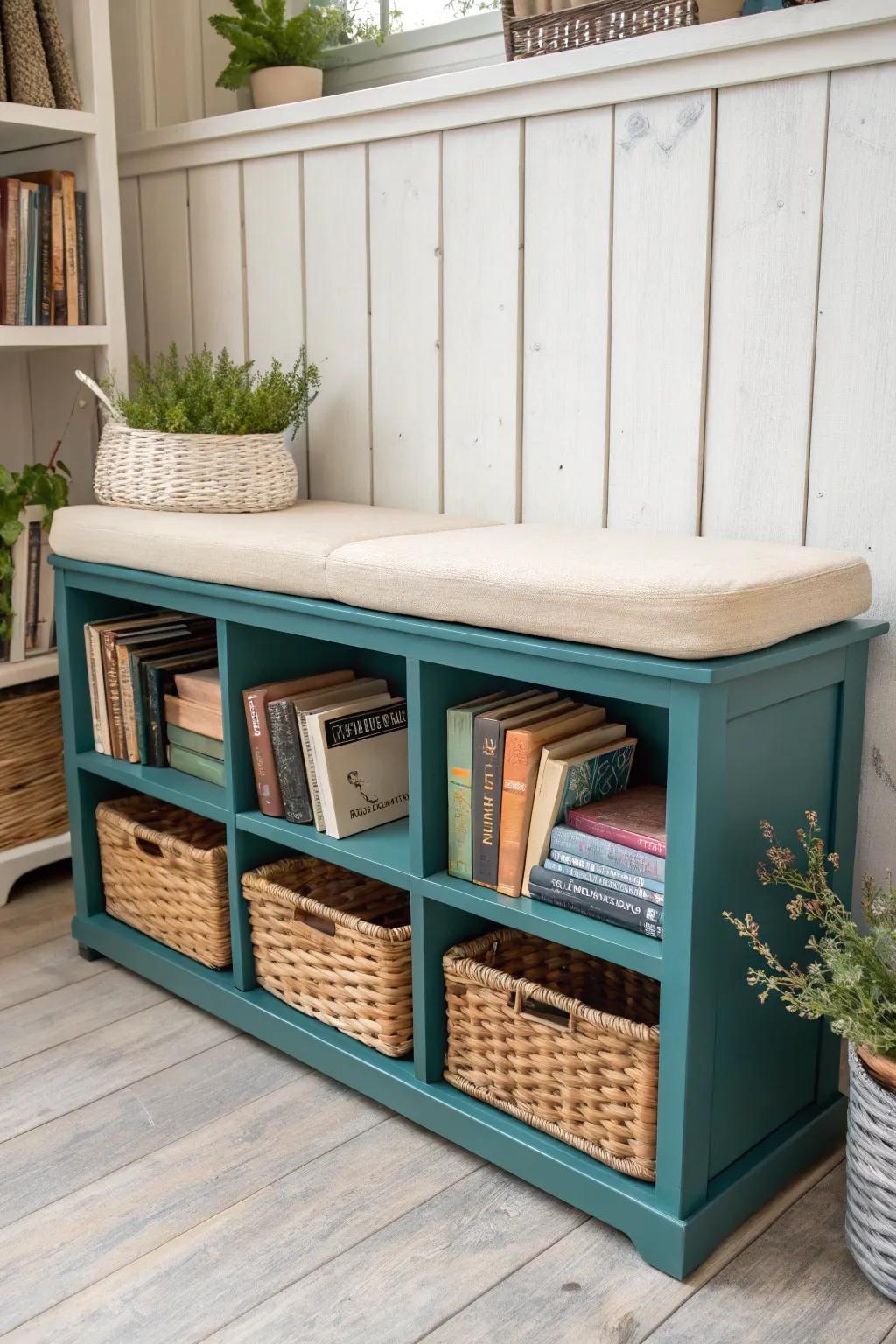 Transform your old bookcase into a chic storage bench—where style meets functionality!