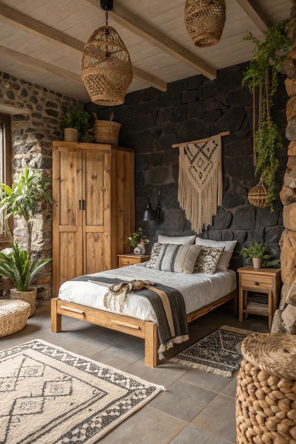 Natural materials add warmth and balance to the design.