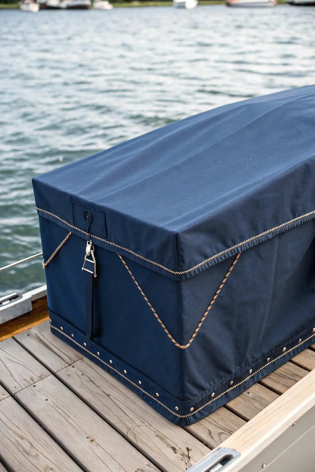 Elevate your boat battery protection with this durable, handcrafted canvas cover. Perfectly blending style and function.
