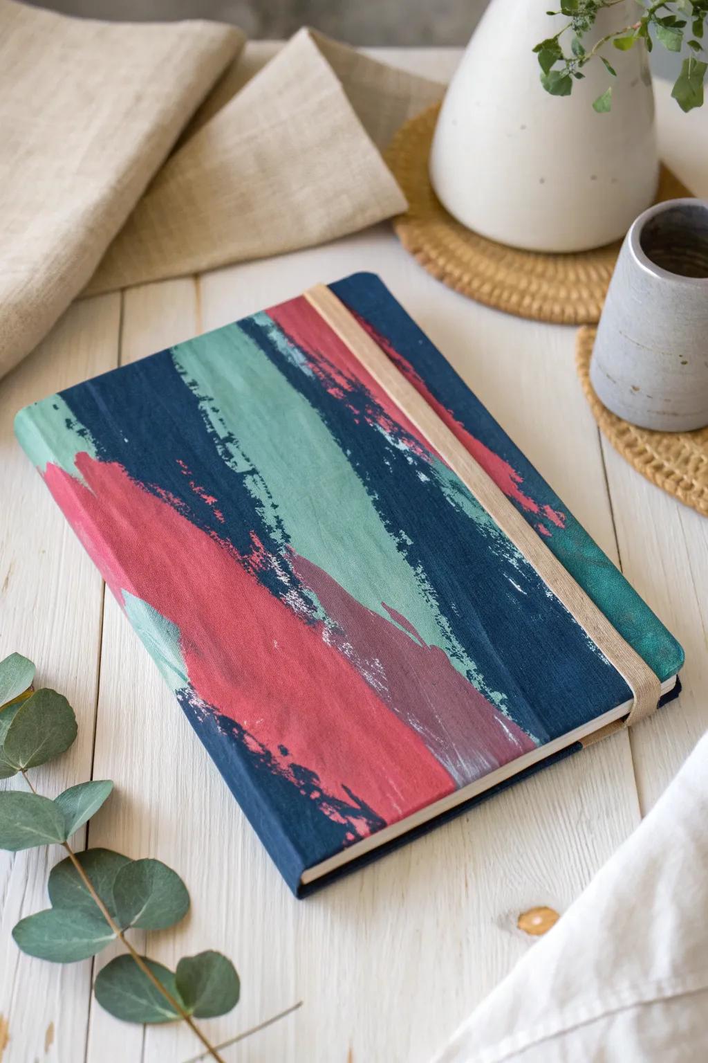 Embrace your artistic flair with vibrant abstract brush strokes for your book cover, blending bold colors with Scandinavian minimalism.