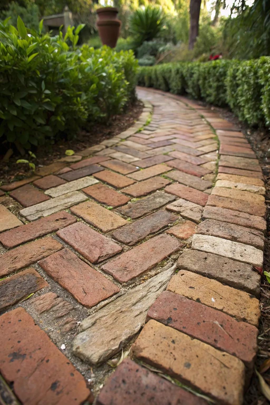 Transform your driveway with the timeless charm of a reclaimed brick path.
